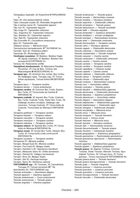 CHECKLIST OF FAUNA - Cites