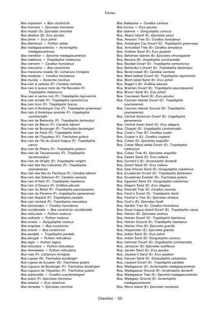 CHECKLIST OF FAUNA - Cites