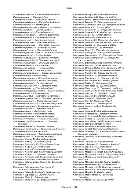 CHECKLIST OF FAUNA - Cites