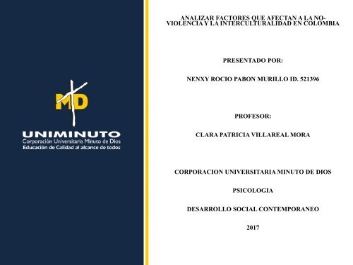 INTERCULTURALIDAD Y NO VIOLENCIA EN COLOMBIA