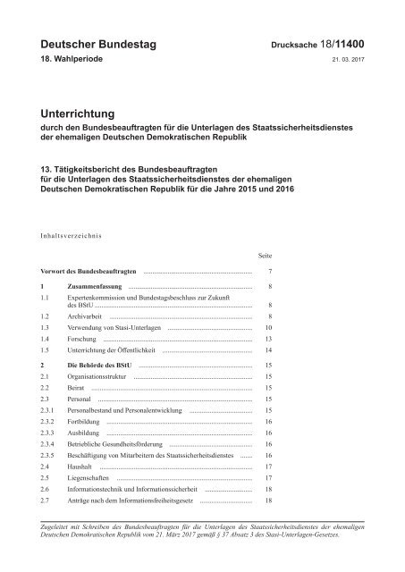 Deutscher Bundestag 18/11400 Unterrichtung