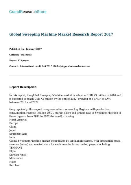 Global Sweeping Machine Market Research Report 2017