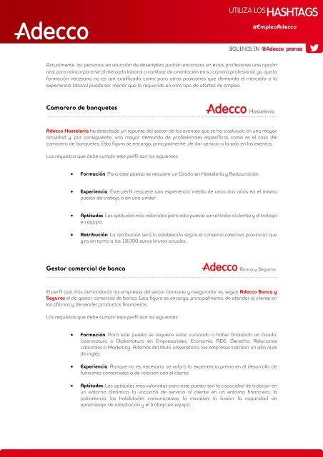 VIII Informe Adecco ¿Dónde encontrar empleo si estás en paro?