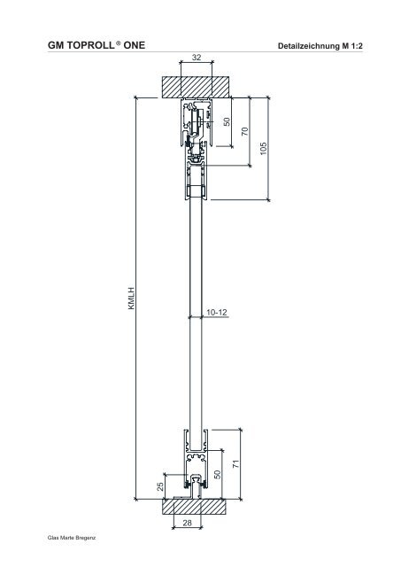 GM TOPROLL, Schiebesysteme für Balkonverglasung - Detailzeichnungen 