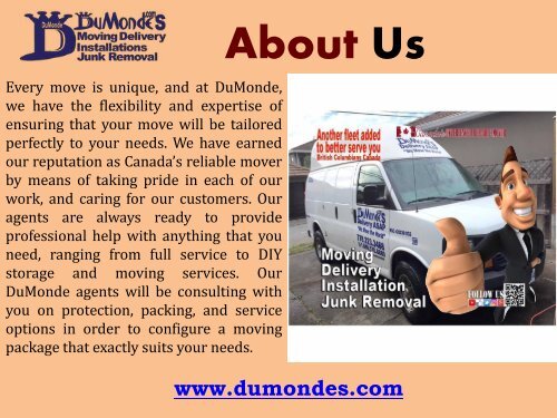 Moving Delivery Vancouver |Du Monde Moving