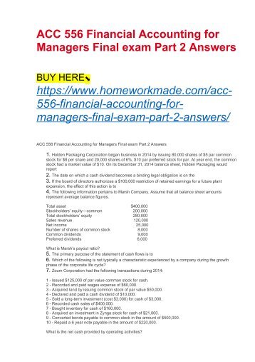 Acc 556 Financial Accounting For Managers Week 11 Final