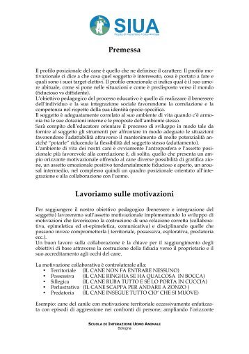 Premessa Lavoriamo sulle motivazioni - SIUA
