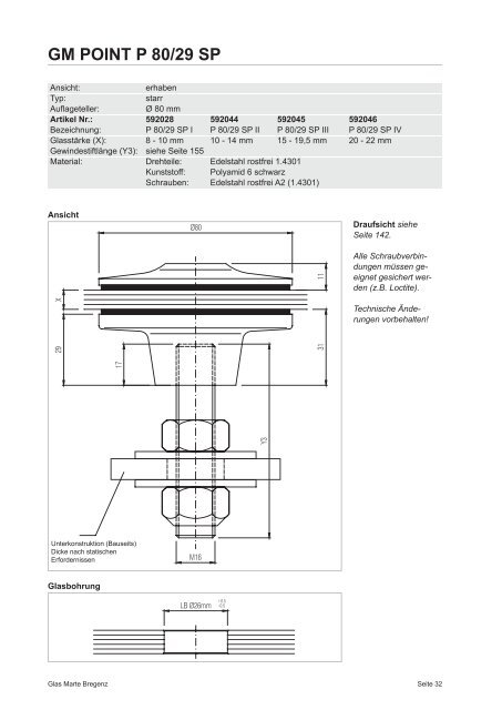 GM POINT Punkthaltesysteme - Detailzeichnungen