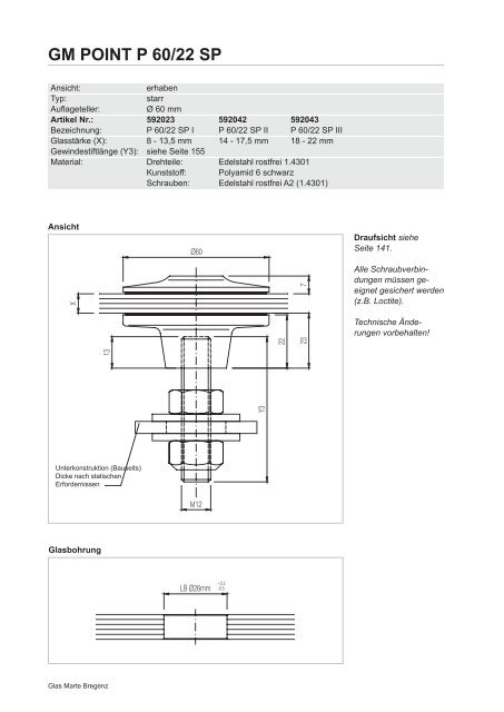 GM POINT Punkthaltesysteme - Detailzeichnungen