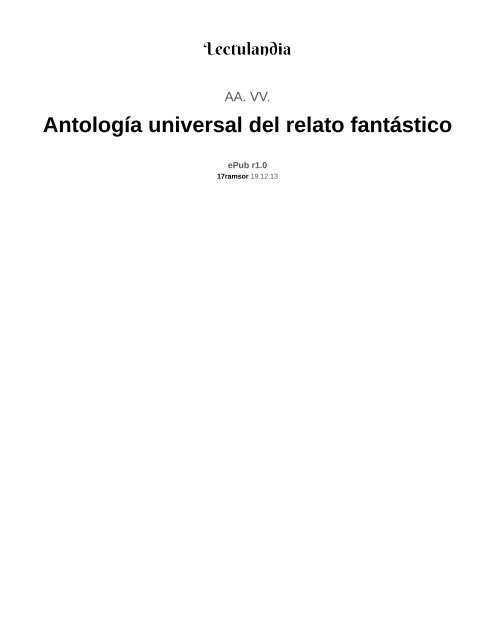 (AA.VV) Antología universal del relato fantástico