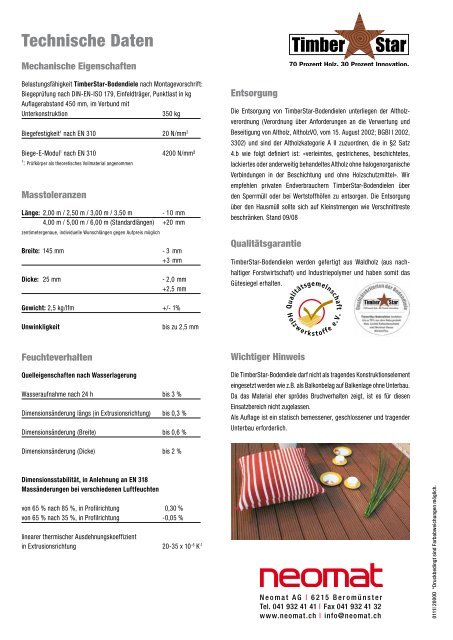 Prospekt TimberStar-Bodendielen (PDF) - Neomat AG