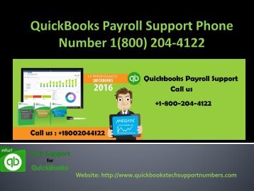 QuickBooks Payroll Support Phone Number 1(800) 204-4122