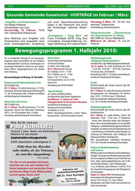 Gemeindezeitung Dezember 2009 / Jänner 2010 (2,72 ... - Gaweinstal