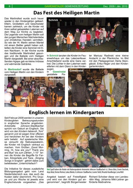 Gemeindezeitung Dezember 2009 / Jänner 2010 (2,72 ... - Gaweinstal