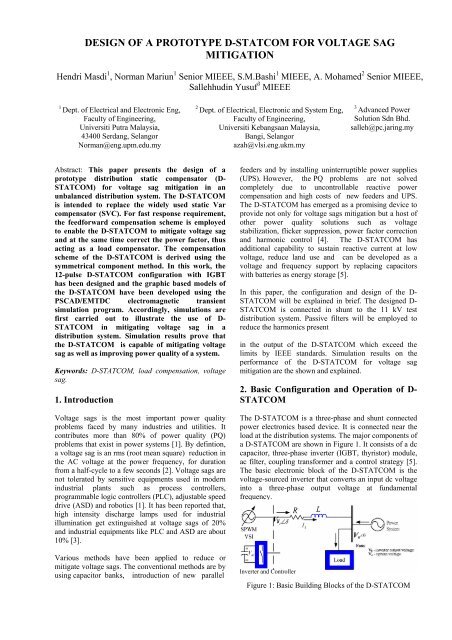 DESIGN OF A PROTOTYPE D-STATCOM FOR VOLTAGE SAG ...