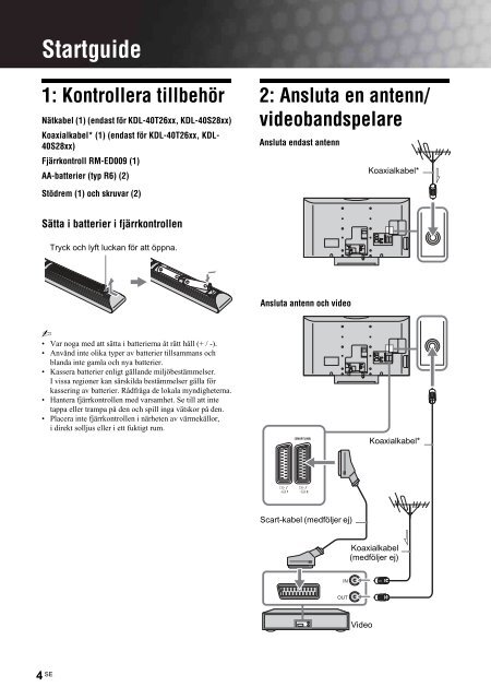 Sony KDL-32S2810 - KDL-32S2810 Consignes d&rsquo;utilisation Danois