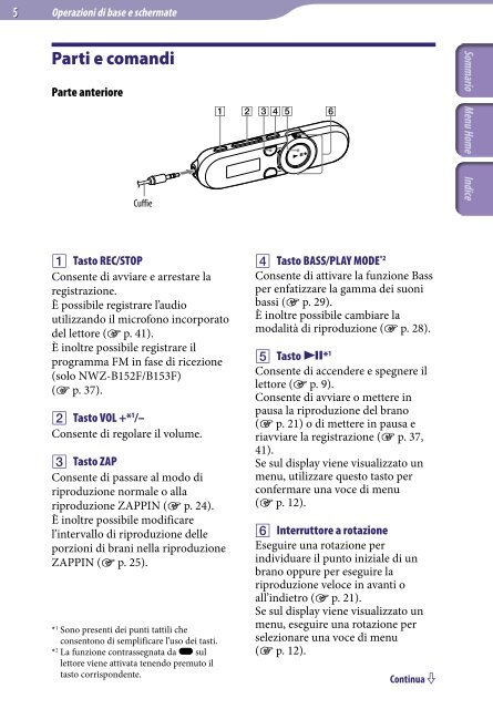 Sony NWZ-B152F - NWZ-B152F Consignes d&rsquo;utilisation Italien