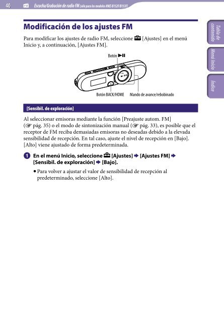 Sony NWZ-B152F - NWZ-B152F Consignes d&rsquo;utilisation Espagnol