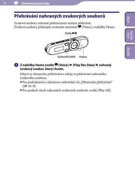 Sony NWZ-B152F - NWZ-B152F Consignes d&rsquo;utilisation Tch&egrave;que