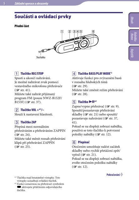 Sony NWZ-B152F - NWZ-B152F Consignes d&rsquo;utilisation Tch&egrave;que