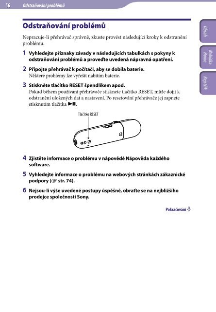 Sony NWZ-B152F - NWZ-B152F Consignes d&rsquo;utilisation Tch&egrave;que