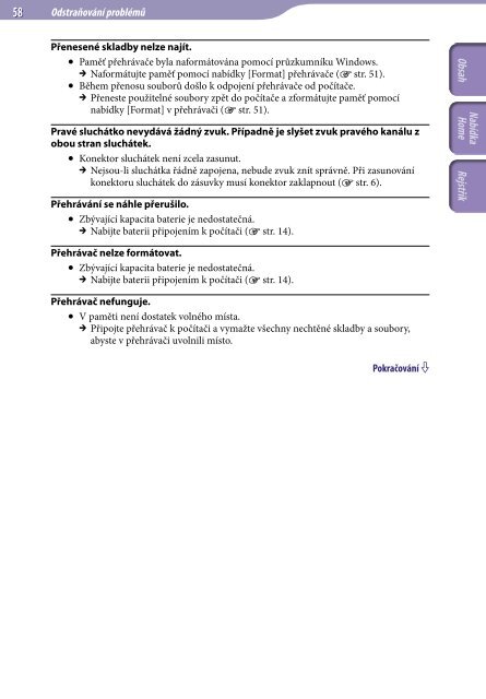 Sony NWZ-B152F - NWZ-B152F Consignes d&rsquo;utilisation Tch&egrave;que