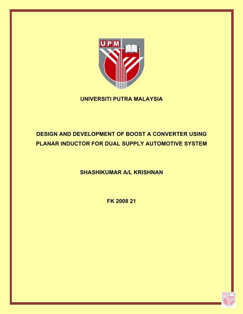 Universiti Putra Malaysia Design And Development Of Boost A