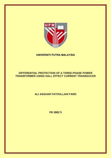 universiti putra malaysia differential protection of a three-phase ...