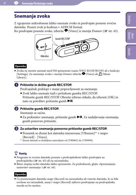 Sony NWZ-B152F - NWZ-B152F Consignes d&rsquo;utilisation Slov&eacute;nien