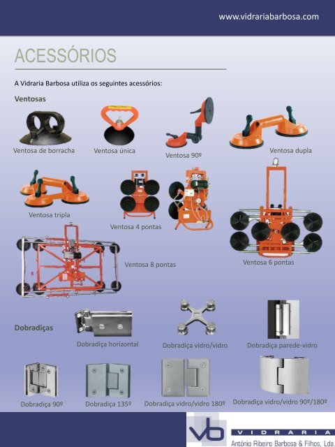 Catálogo de equipamentos e serviços - Vidraria Barbosa