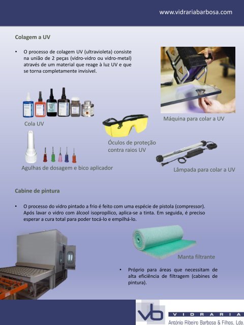 Catálogo de equipamentos e serviços - Vidraria Barbosa