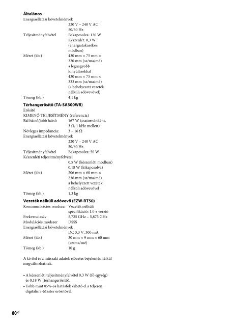 Sony BDV-E980W - BDV-E980W Mode d'emploi Hongrois