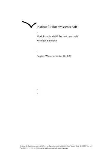 Modulhandbuch - Mainzer Institut für Buchwissenschaft