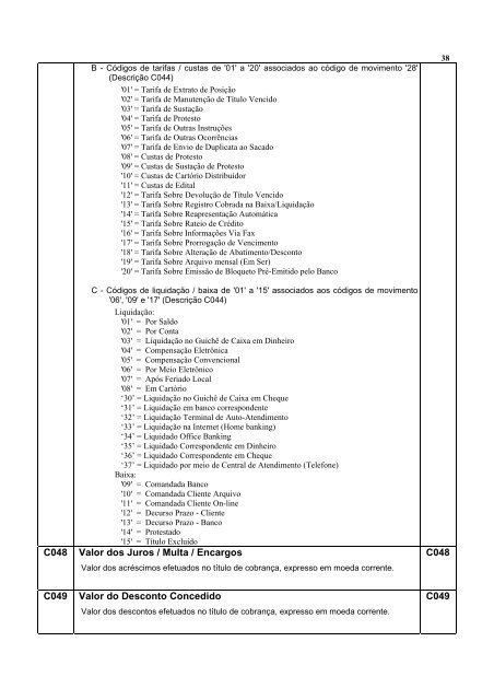 Manual técnico de cobrança bancária – CNAB 240 posições – CECRED