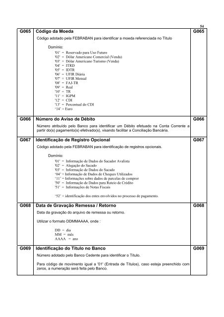 Manual técnico de cobrança bancária – CNAB 240 posições – CECRED