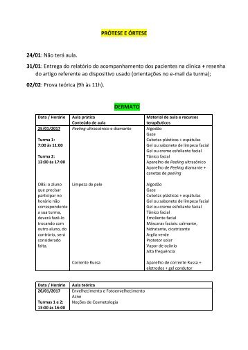 cronograma resto das aulas