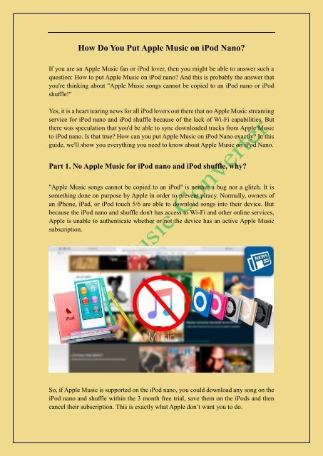 How Do You Put Apple Music On Ipod Nano