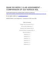 BIAM 530 WEEK 3 ILAB ASSIGNMENT – COMPARISON OF GUI VERSUS SQL