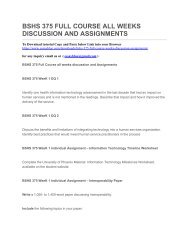 BSHS 375 FULL COURSE ALL WEEKS DISCUSSION AND ASSIGNMENTS