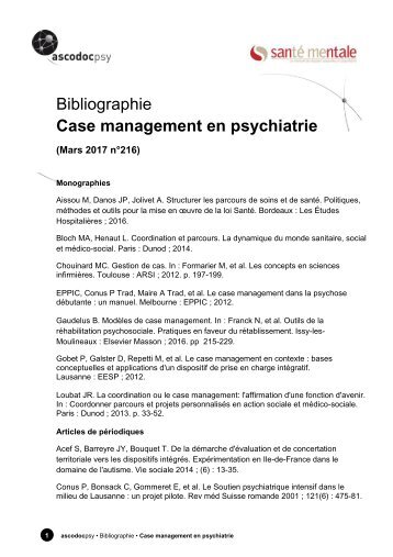 Bibliographie Case management en psychiatrie