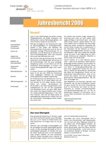 Jahresbericht 2006 - auf der Website des Landesverbandes donum ...