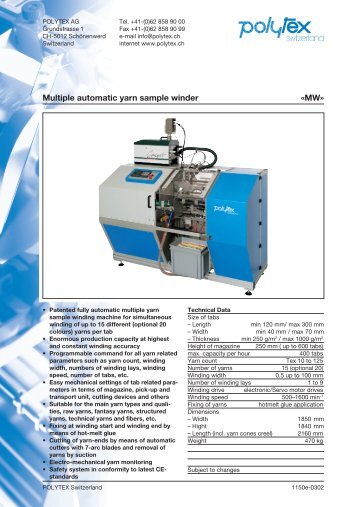 Multiple automatic yarn sample winder «MW»