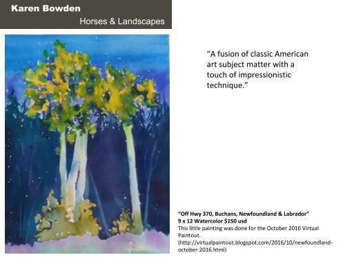 Karen Bowden: Horses and Landscapes March 2017