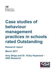 Case studies of behaviour management practices in schools rated Outstanding