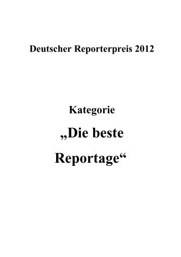 Eine Reise ohne Wiederkehr - Reporter Forum