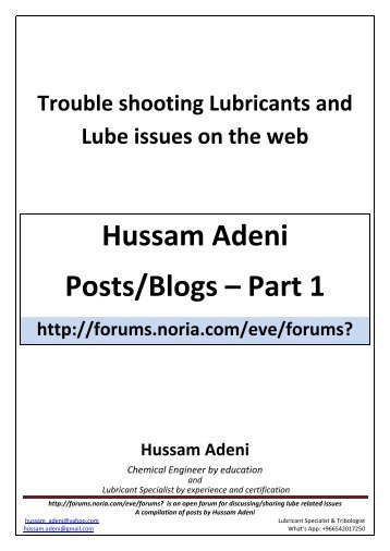 Trouble shooting Lubricants on the Web Part 1