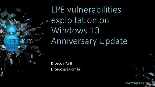 LPE vulnerabilities exploitation on Windows 10 Anniversary Update
