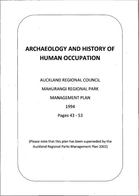 archaeology and history of human occupation - Auckland Regional ...