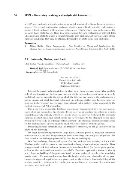 Uncertainty modeling and analysis with intervals - DROPS - Schloss ...