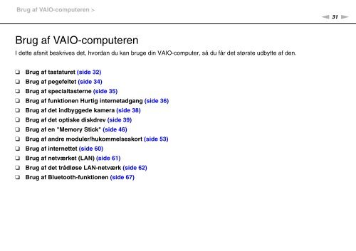 Sony VPCEB2Z1R - VPCEB2Z1R Mode d'emploi Danois